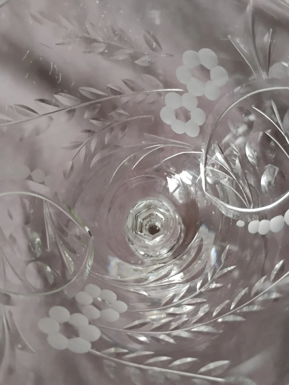 Etched Crystal 6 Piece Set — Rare Vintage Intricate Design